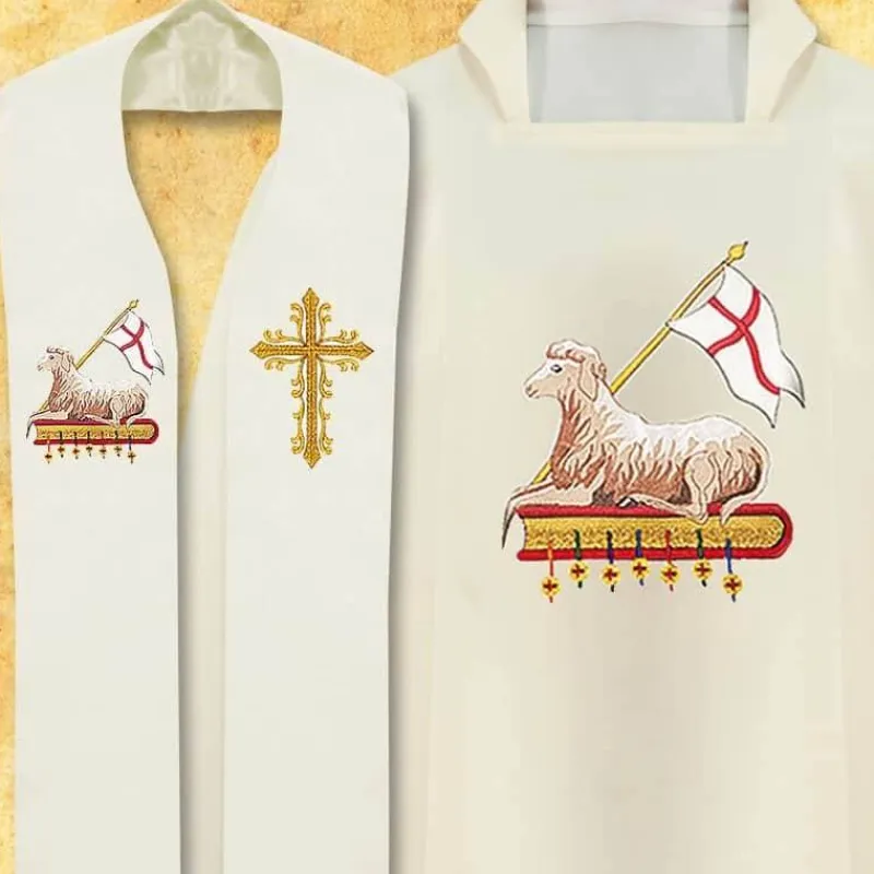 Sale Articles Religieux JP Chasuble avec étole avec motif Agneau Dieu
