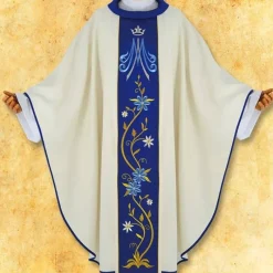 Best Sale Articles Religieux JP chasuble liturgique Mariale blue