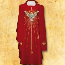 Sale Articles Religieux JP Chasuble liturgique rouge saint esprit