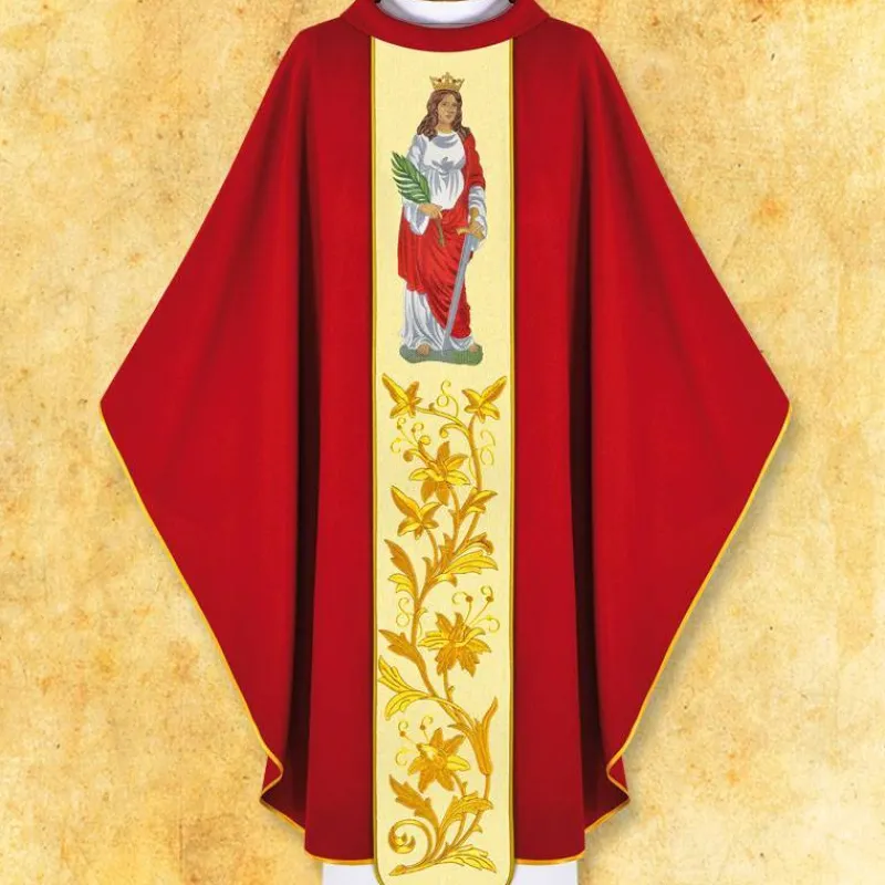 New Articles Religieux JP Chasuble liturgique visage Sainte Barbe Héliopolis