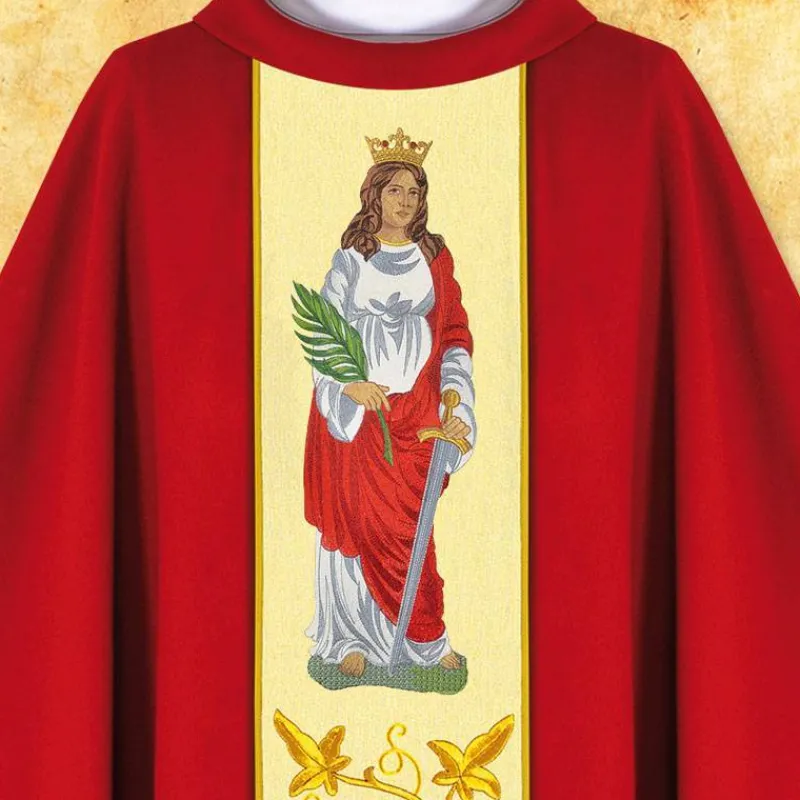 New Articles Religieux JP Chasuble liturgique visage Sainte Barbe Héliopolis