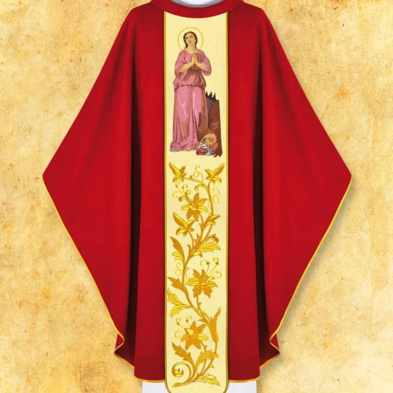 Discount Articles Religieux JP Chasuble liturgique visage Sainte Marguerite
