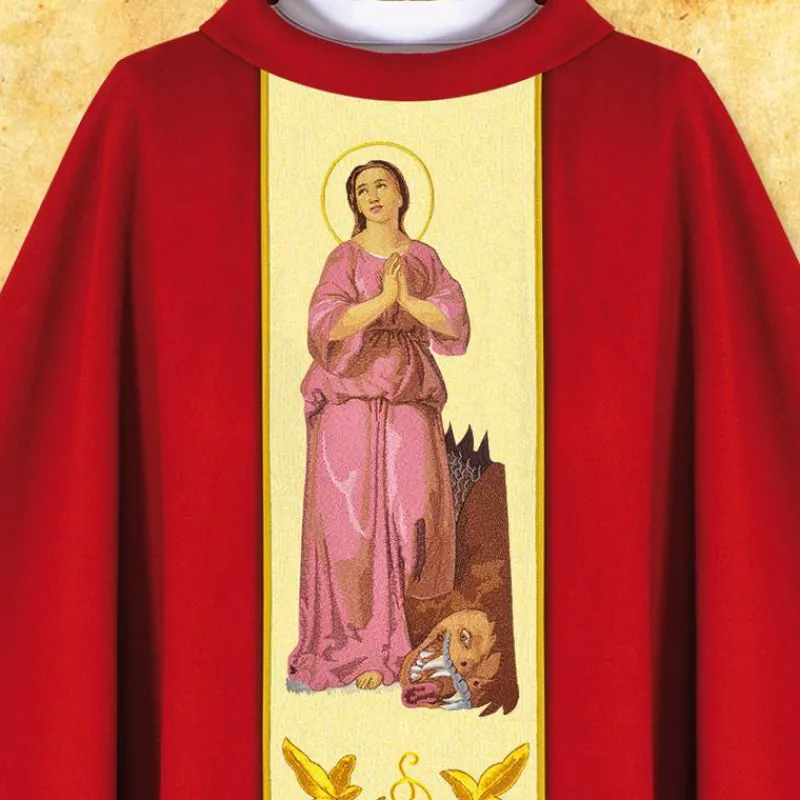 Discount Articles Religieux JP Chasuble liturgique visage Sainte Marguerite