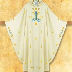 Flash Sale Articles Religieux JP Chasuble Mariale brodée avec motif Lilium