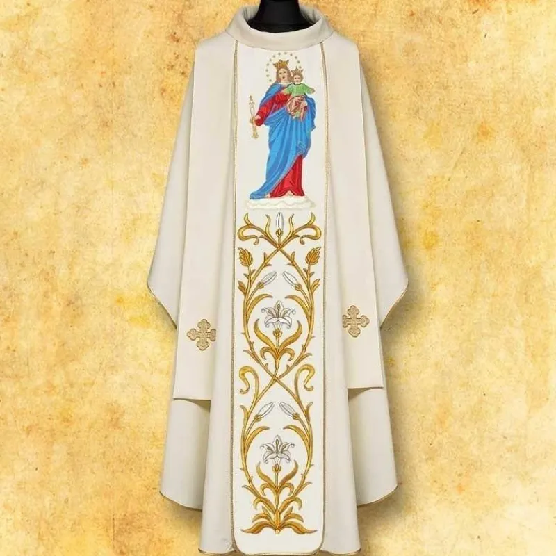 New Articles Religieux JP Chasuble Marie Reine du Monde