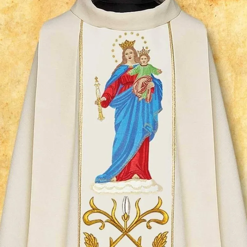 New Articles Religieux JP Chasuble Marie Reine du Monde