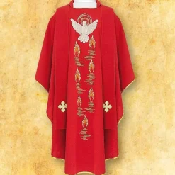 Best Articles Religieux JP chasuble motif saint Esprit rouge