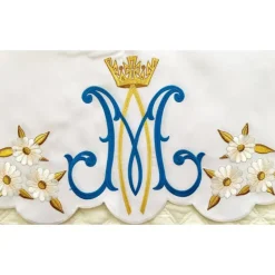 Best Sale Articles Religieux JP dentelle brodée mariale