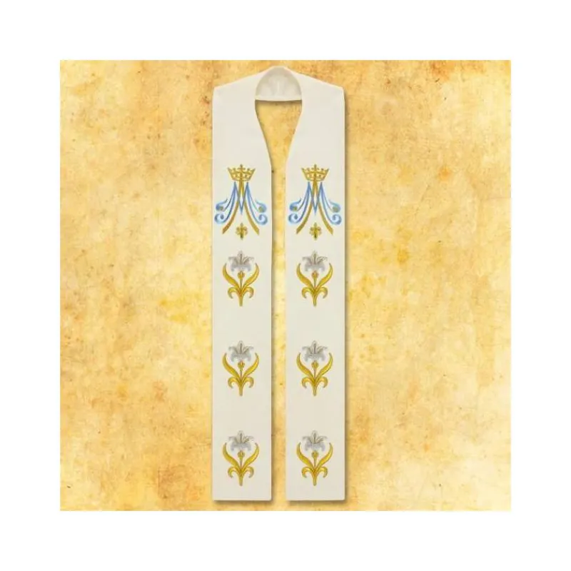 Hot Articles Religieux JP Etole liturgique pour Prêtre motif Mariale
