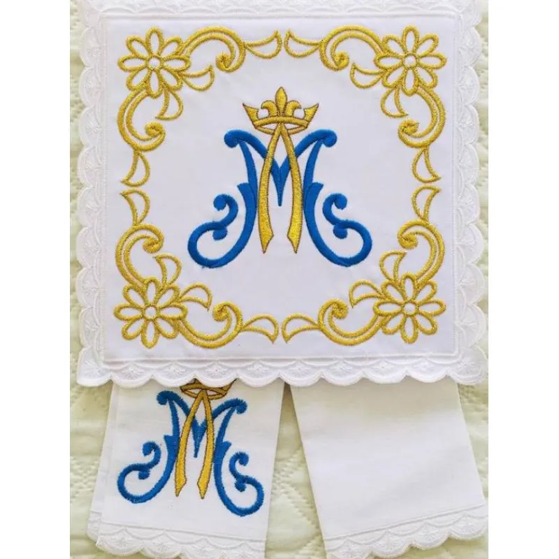 Sale Articles Religieux JP ligne d'autel brodée marie de rosaire